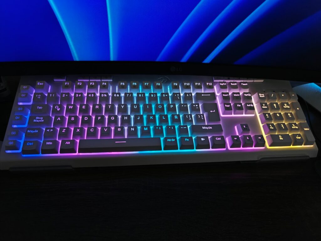 RGB mechanical keyboard on desk
