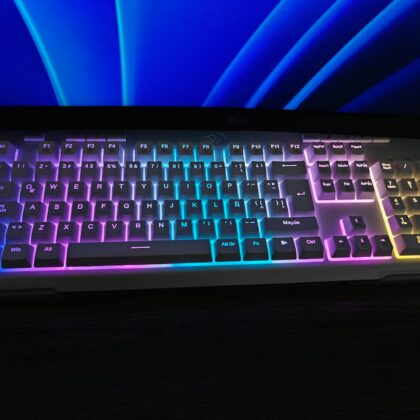 RGB mechanical keyboard on desk